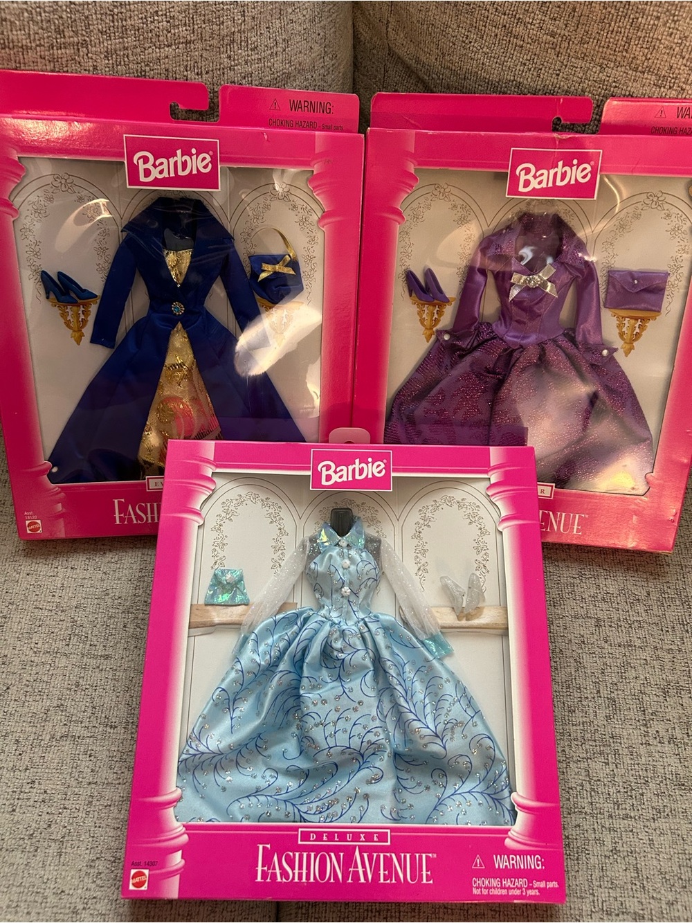 Vintage Barbie Fashion Avenue Evening Wear 3 in Lot  1996-1997 Dresses Gowns